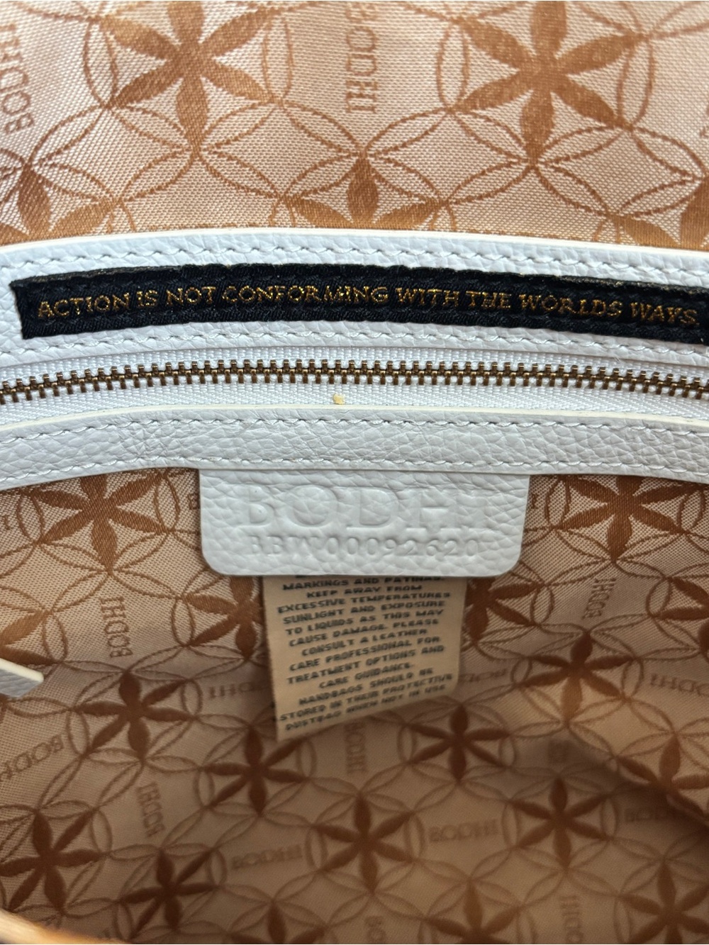 BODHI White Soft Pebbled Leather Tote Bag Large Shoulder Satchel Gold Hardware - Picture 10 of 11